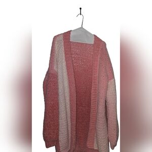 Hand Made Two Tone Color Oversized Cardigan